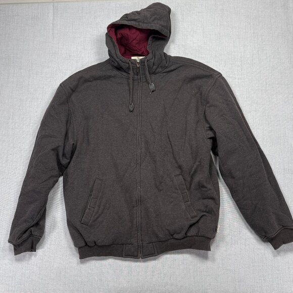 Eddie Bauer Hoodie Jacket Full Zip Front Charcoal Gray Insulated Size L Large - Picture 1 of 14